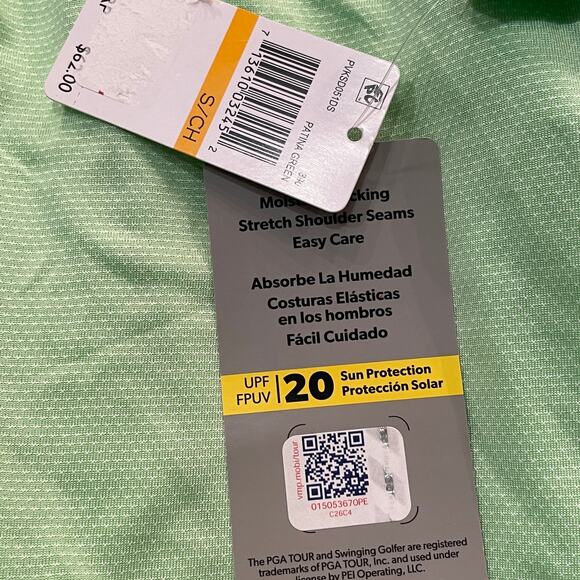 PGA Tour Men's Birdseye Textured Performance Polo Shirt Patina green small - Picture 7 of 8